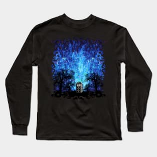 Lonely Blue phone box art painting Long Sleeve T-Shirt